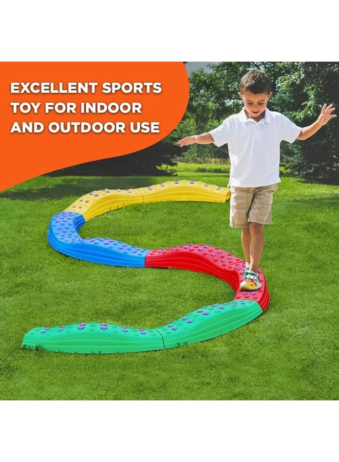 abley's Therapeutic Balance Beam Set, Rainbow Colors, Indoor Sensory Play Equipment, Multi-Section Curved Walking Path for Kids Development, Set of 8 - Image 3